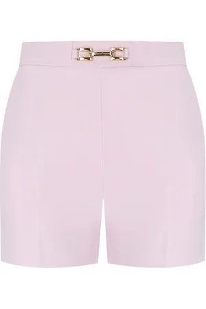 Elisabetta Franchi Korte broeken, Dames, Roze, S, Polyester, Horsebit Shorts in Stretch Crêpe
