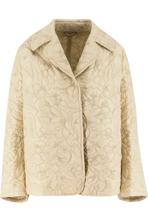 ERMANNO SCERVINO Jassen, Dames, , 2Xs, Gebloemde gewatteerde asymmetrische jas