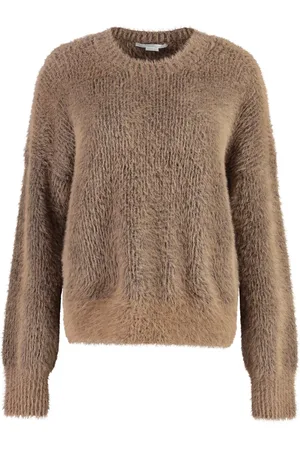 Stella McCartney Truien, Dames, Bruin, L, Wol, Fluffy trui met lange mouwen en ronde hals