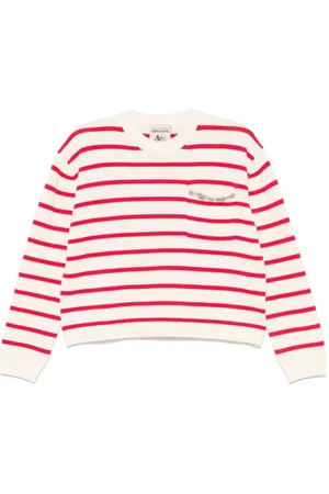 SEMICOUTURE Sweatshirts & Hoodies, Dames, Rood, XS, Katoen, Trui met kristallen versiering en ronde hals