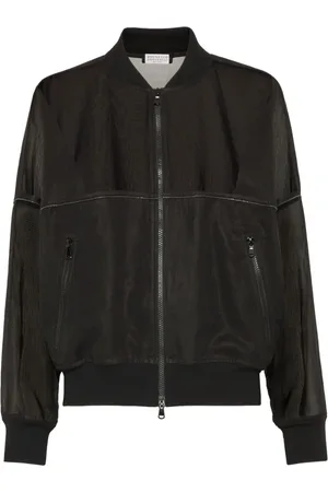 Brunello Cucinelli Jassen, Dames, Zwart, S, Organza, Organza Bomberjack met glanzende details