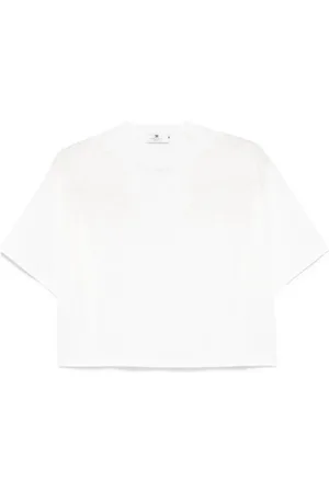 Elisabetta Franchi Tops, Dames, Wit, XS, Katoen, Logo Sweater Crop Top