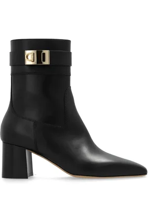 Salvatore Ferragamo Schoenen, Dames, Zwart, 38 EU, Leer, Rol Enkellaarsjes