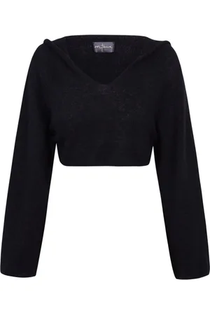 Cortana Truien, Dames, Zwart, ONE Size, Kasjmier, Zwarte Gebreide Hoodie