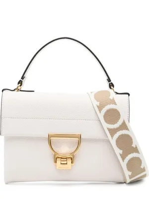 Coccinelle Tassen, Dames, Wit, ONE Size, Leer, Bianco Leren Handtas Elegante Stijl