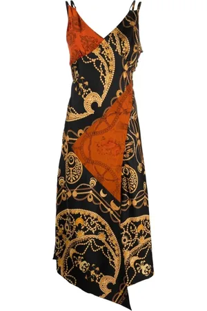 Marine Serre Kleedjes, Dames, Veelkleurig, S, Graphic-Print Zijden Slipdress