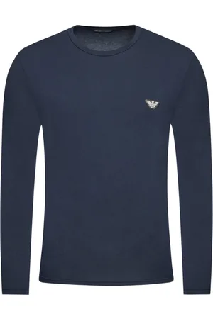 Emporio Armani Tops, Heren, Blauw, S, Katoen, Long Sleeve Katoenen T-Shirt