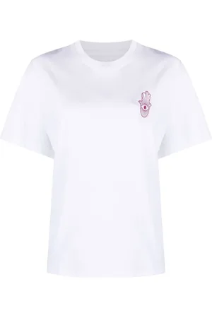 Stand Studio Tops, Dames, Wit, L, Katoen, Casual T-shirt met Korte Mouwen, Wit