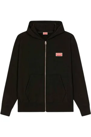 Kenzo Sweatshirts & Hoodies, Heren, Zwart, L, Katoen, Oversized Zip Hoodie met Paris Logo