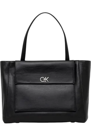 Calvin Klein Tassen, Dames, Zwart, ONE Size, Polyester, Zwarte Handtas met Rits