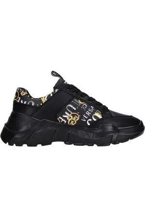 VERSACE Schoenen, Heren, Zwart, 41 EU, Leer, Sneakers Zwart
