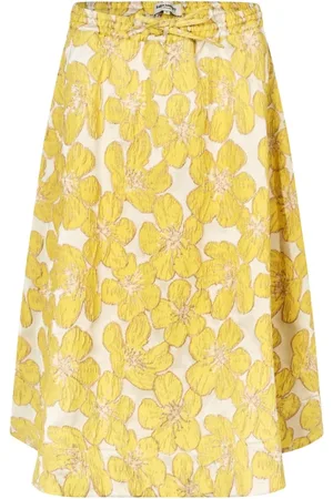 Lollys Laundry Rokken, Dames, Geel, L, Floral Midi Rok