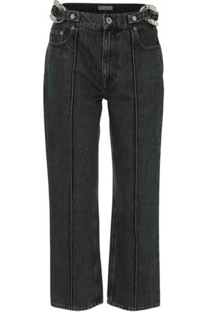 J.W.Anderson Jeans, Dames, Zwart, M, Katoen, Zwarte Cropped Jeans met Kettingdetail