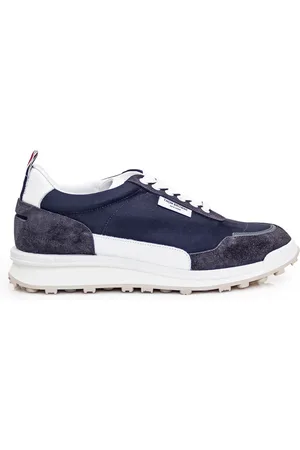 Thom Browne Schoenen, Heren, Blauw, 40 EU, Suède, Blauwe Suède Sneakers met Vetersluiting