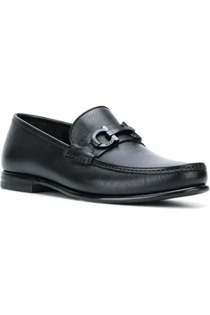 Salvatore Ferragamo Schoenen, Heren, Zwart, 42 EU, Leer, Embossed Zwarte Kalfsleren Loafers