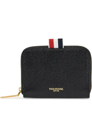 Thom Browne Accessoires, Dames, Zwart, ONE Size, Leer, Zip-Around Slim Wallet