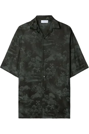 OFF-WHITE Overhemden, Heren, Zwart, M, Wit Groen Auto Print Shirt