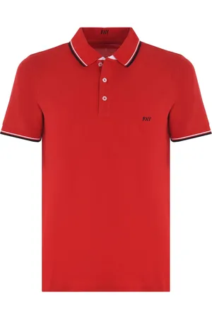 FAY Tops, Heren, Rood, M, Katoen, Polo Shirt met Korte Mouwen
