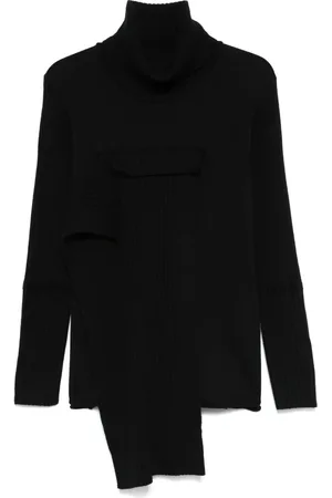 YOHJI YAMAMOTO Truien, Heren, Zwart, M, Wol, Zwart Gevoerde Wollen Trui