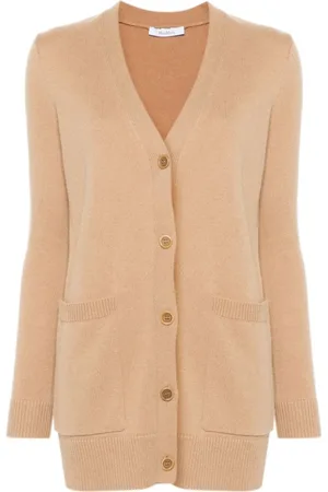 Max Mara Truien, Dames, Bruin, M, Wol, Camel Wol-Cashmere Trui met Paillettenmotief
