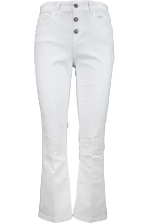 Liu Jo Jeans, Dames, Wit, W28, Katoen, Jeans met knopen en zilveren details