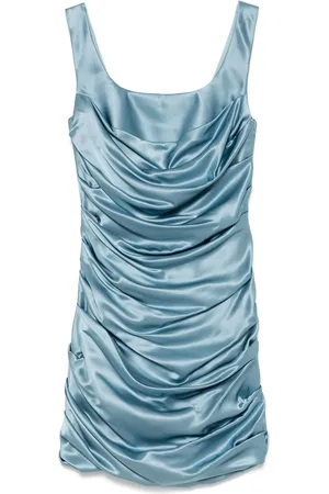GIUSEPPE DI MORABITO Kleedjes, Dames, Blauw, S, Blauwe Smocked Panel Jurk Mouwloos