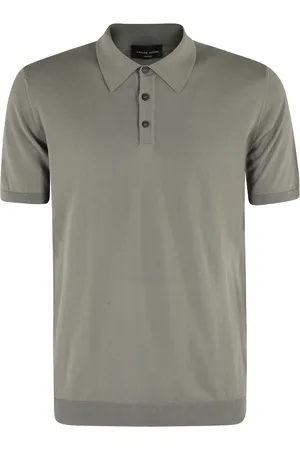 Roberto Collina Tops, Heren, Groen, L, Katoen, Militair Groene Polo Shirt