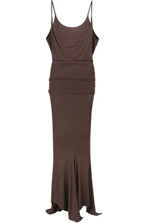 The Attico Kleedjes, Dames, Bruin, S, Gelaagde Midi Jurk