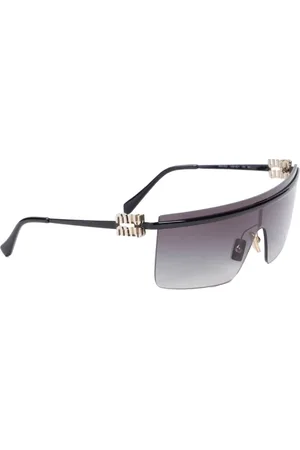 Miu Miu Accessoires, Dames, Zwart, ONE Size, Zwarte zonnebril met uniek ontwerp