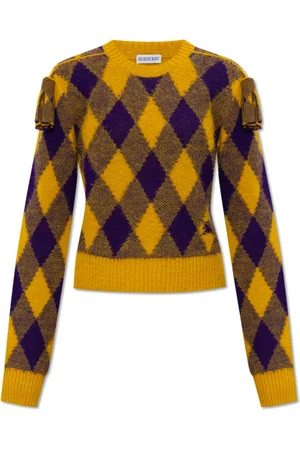 Burberry Truien, Dames, Geel, M, Wol, Argyle wollen trui