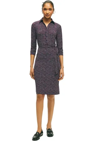 Brooks Brothers Kleedjes, Dames, Veelkleurig, M, Polyester, Multi Gekleurde Stretch Jurk