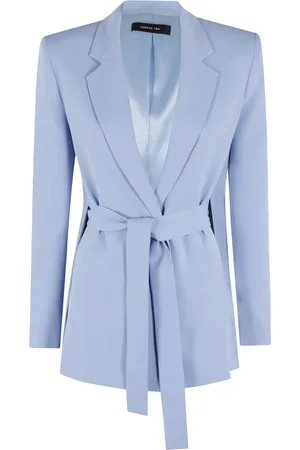FEDERICA TOSI Jassen, Dames, Blauw, S, Hemelsblauwe Cady Blazer met Dubbele Split