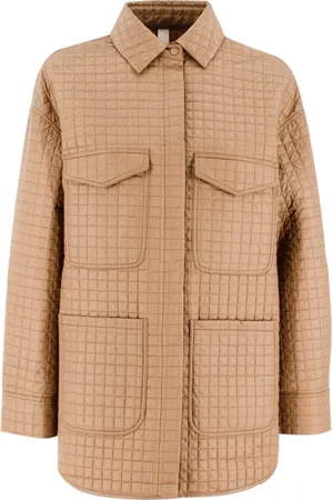 Duno Jassen, Dames, Bruin, M, Gewatteerd Oversized Jack met Geometrisch Design