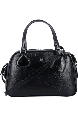 Courrèges Tassen, Dames, Zwart, ONE Size, Leer, Zwarte Leren Bowlingtas met AC Logo