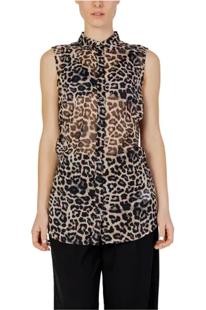 Guess Blouses & Shirts, Dames, Veelkleurig, S, Polyester, Luipaardprint Mouwloze Top