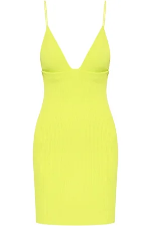 Dsquared2 Kleedjes, Dames, Geel, S, Geribbelde Slip Dress