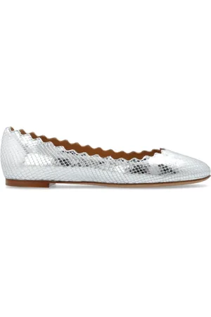 Chloé Schoenen, Dames, Grijs, 35 EU, Leer, Leren Ballerina`s Lauren
