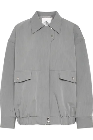 Karen by Simonsen Jassen, Dames, Groen, M, Oversized Jas met Drukknoopsluiting
