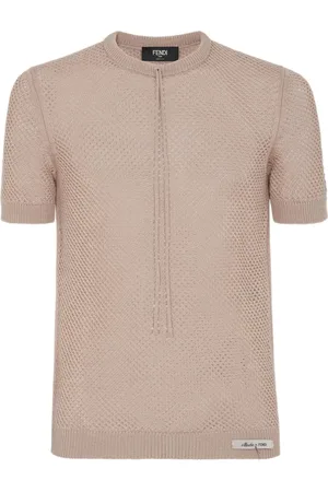 Fendi Tops, Heren, , L, Wol, wollen trui met netsteek