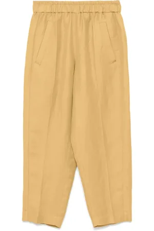 TELA Broeken, Dames, Geel, S, Elastische Taille Gele Broek