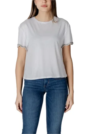 Liu Jo Tops, Dames, Wit, M, Katoen, Katoenen T-shirt met korte mouwen