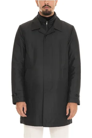 FAY Mantels, Heren, Zwart, 2Xl, Nylon, Nylon Jas met Logo Sluiting Zakken