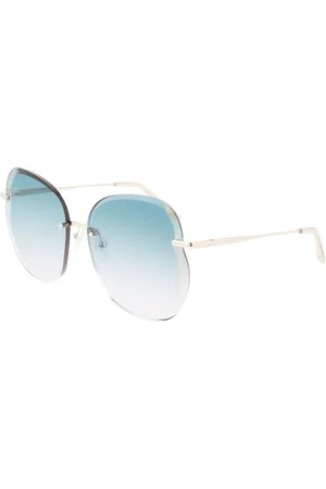 Longchamp Accessoires, Dames, Geel, ONE Size, Gouden Metalen Zonnebril