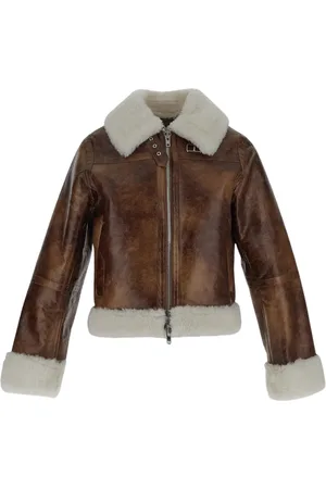 Stand Studio Jassen, Dames, Bruin, L, Polyester, Faux Leather Lorelle Jas