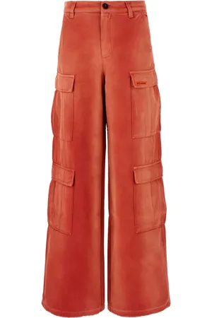 Heron Preston Broeken, Dames, Oranje, XS, Katoen, Wide-Leg Cargobroek