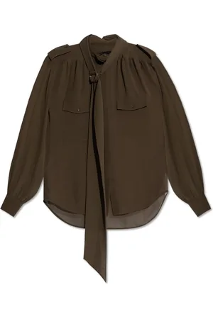 Chloé Blouses & Shirts, Dames, Groen, S, Zijden Blouse met Zakken