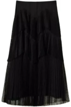 Twin-Set Rokken, Dames, Zwart, M, Tule, Tule Lange Rok met Kant Details