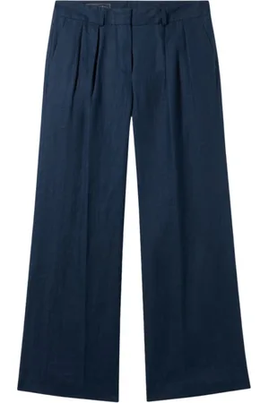 Brooks Brothers Broeken, Dames, Blauw, S, Linnen, Ierse Linnen Broek