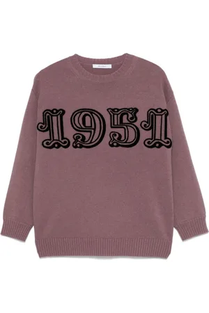 Max Mara Truien, Dames, Paars, XS, Paarse Trui met Geplakt Logo