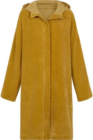 Cortana Mantels, Dames, Geel, S, Katoen, Gouden Velvet Oversized Parka Hoodie